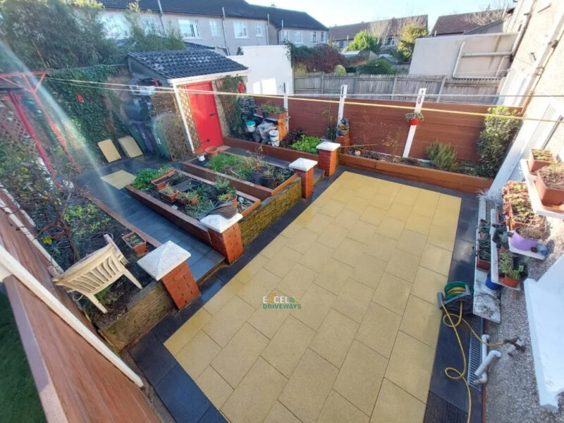 Golden and Charcoal Granite Slabbed Patio in Rochestown, Cork City